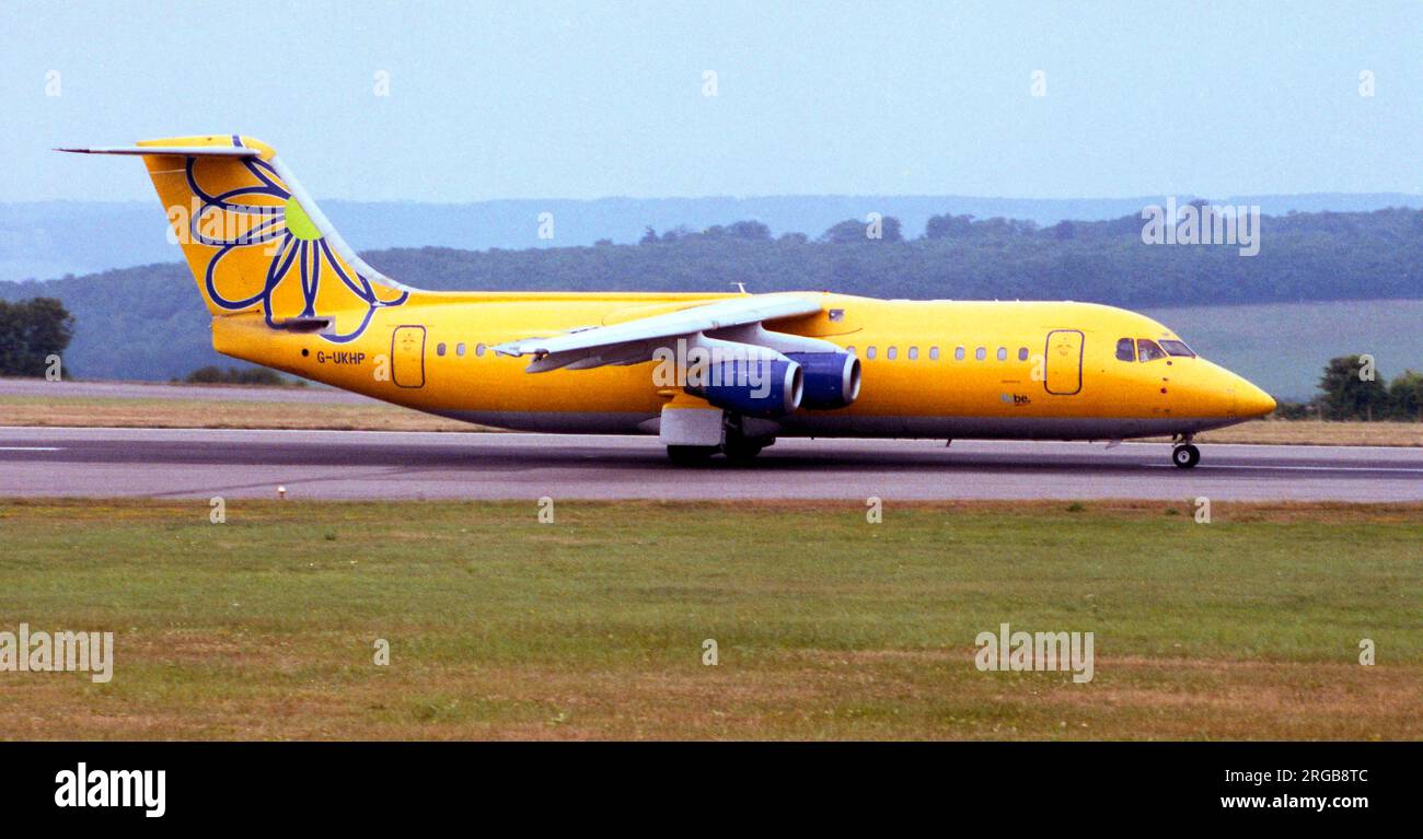 British Aerospace BAE 146-300 G-UKHP (msn E3123), aus Flybe, ca. 2002. Stockfoto