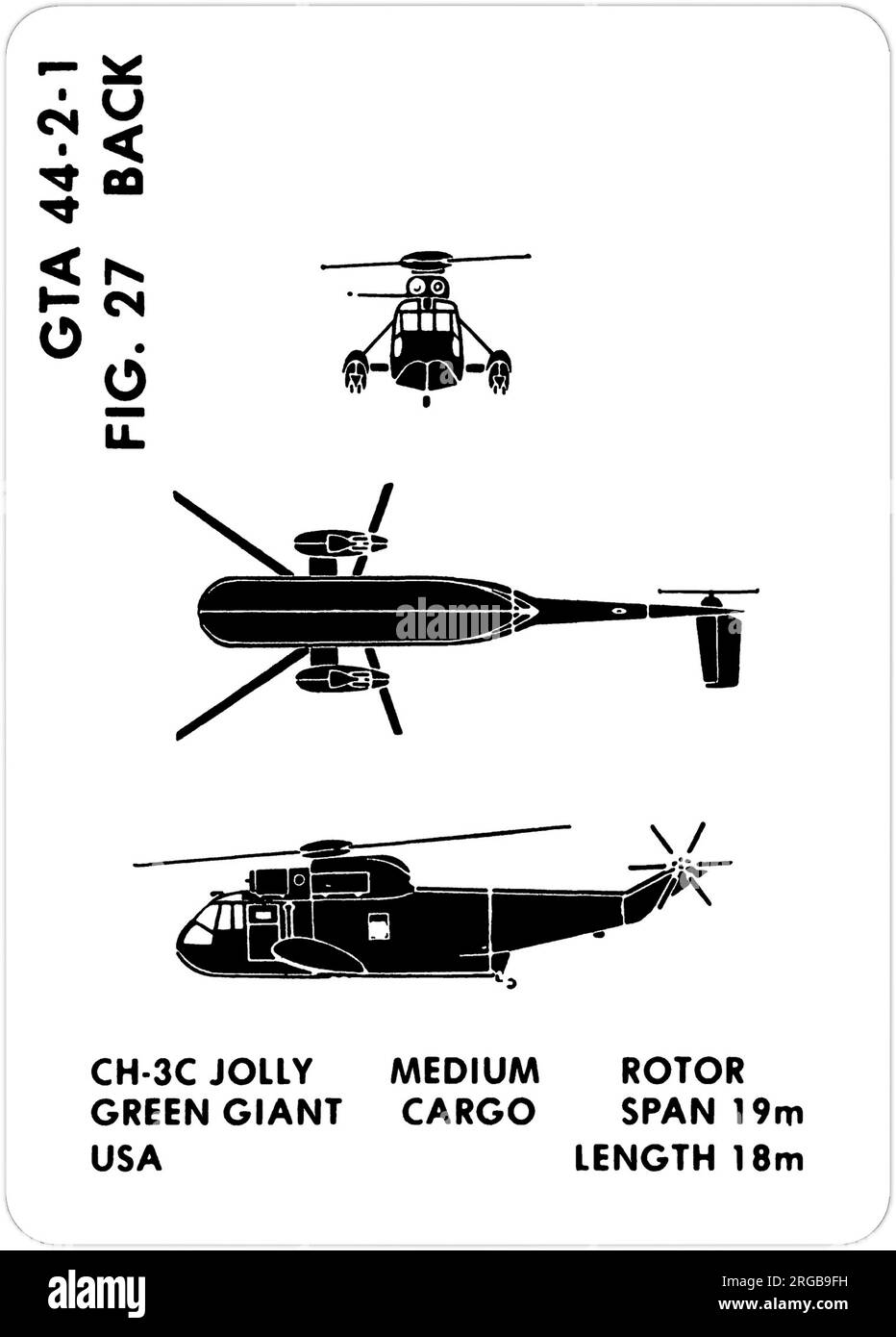 Sikorsky SH-3A Sea King. Dies ist eine der Grafiktrainingshilfen (GTA), die von der US-Armee verwendet werden, um ihr Personal darin zu Schulen, freundliche und feindliche Flugzeuge zu erkennen. Dieser besondere Satz, GTA 44-2-1, wurde July1977 herausgegeben. Das Set umfasst Flugzeuge aus Kanada, Italien, Großbritannien, den USA und der UdSSR. Stockfoto