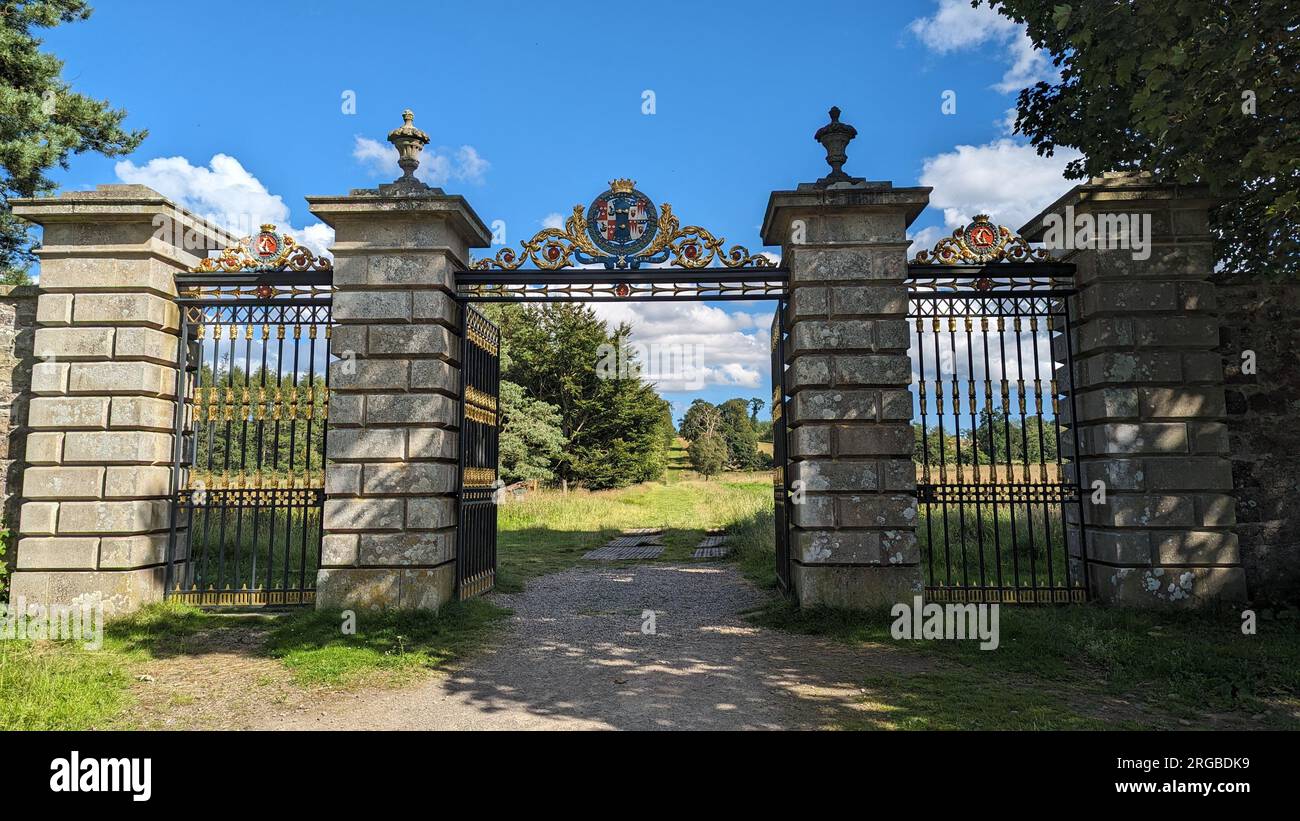 Ornate Gate, Haddo House und Country Park, Aberdeenshire, Schottland Stockfoto