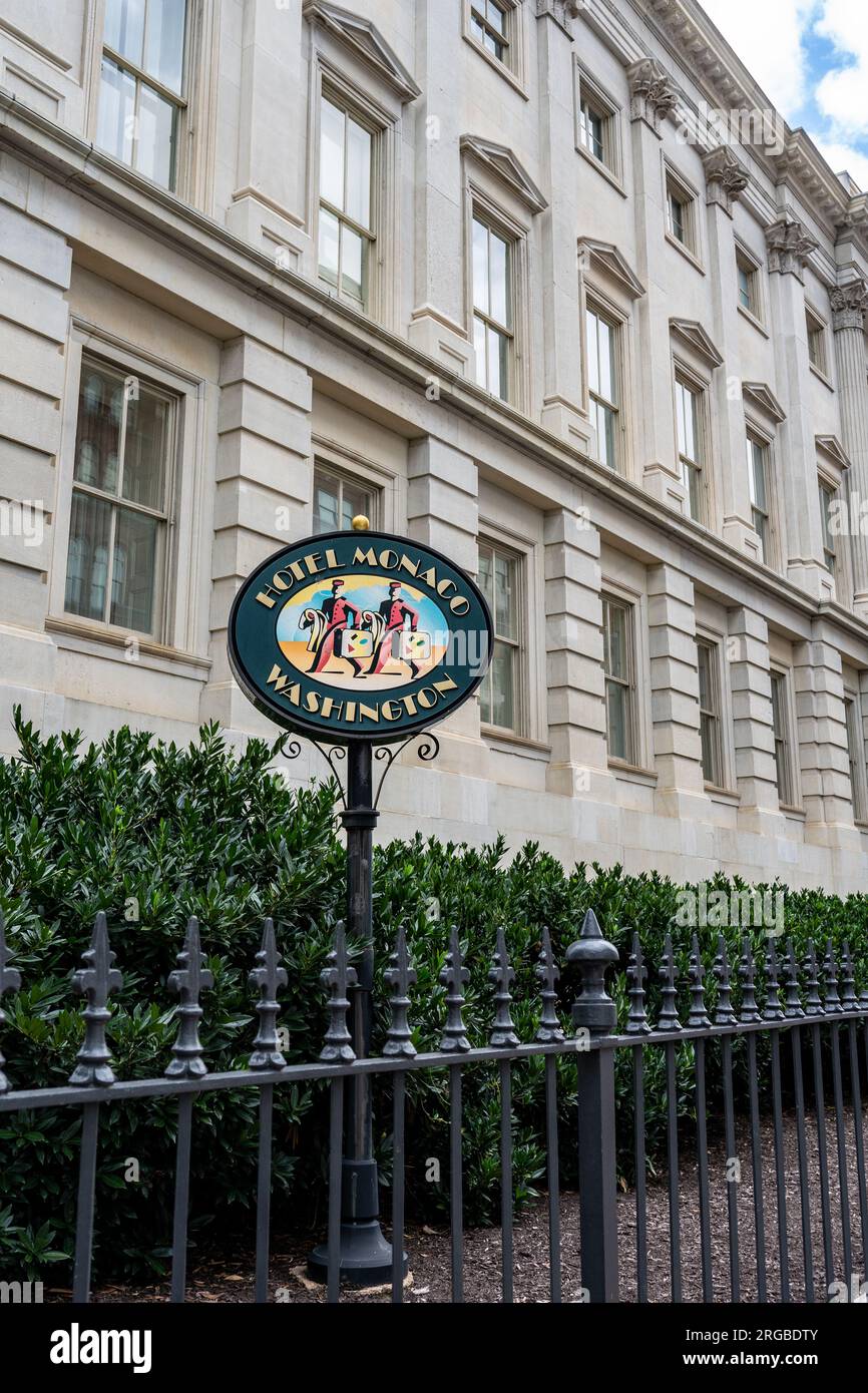 Washington, DC - 7. September 2022: Das Kimpton Hotel Monaco Washington DC ist ein Boutique-Hotel im historischen Design des General Post Office Gebäudes Stockfoto