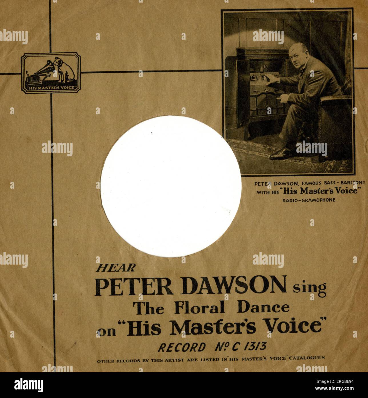 78rpm Schallplattenhülle, Peter Dawson, Baritone - der Blumentanz. Stockfoto