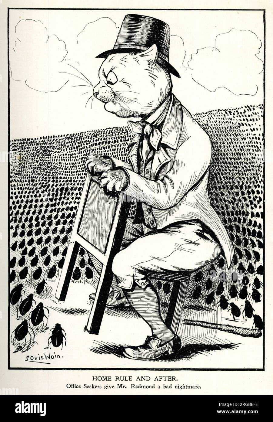 Politischer Cartoon, John Redmond, irischer Politiker, Home Rule and After, von Louis Wain Stockfoto