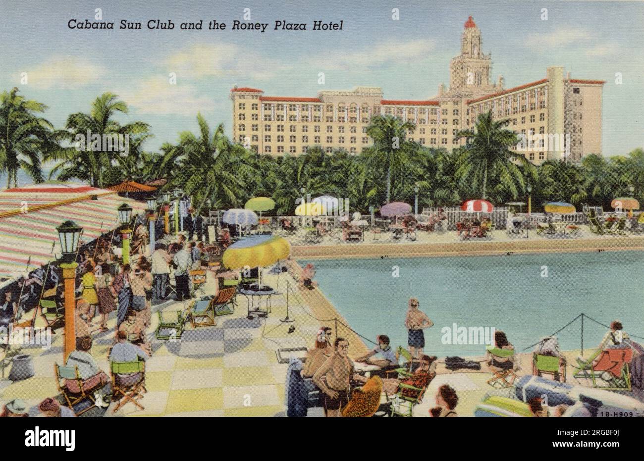Cabana Sun Club und das Roney Plaza Hotel, Miami Beach, Florida, USA Stockfoto