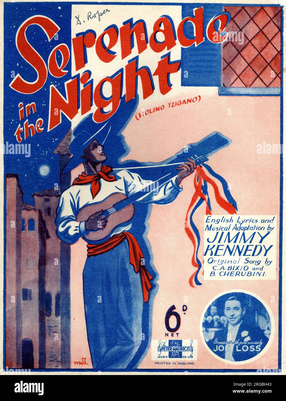 Titelmusik, Serenade in der Nacht (Violino Tzigano), englische Texte und musikalische Adaption von Jimmy Kennedy, Originallied von C A Bixio und B Cherubini, gespielt von Joe Loss. Stockfoto