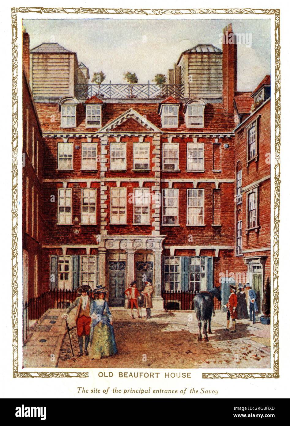 Old Beaufort House, der Haupteingang zum Savoy Hotel, London Stockfoto