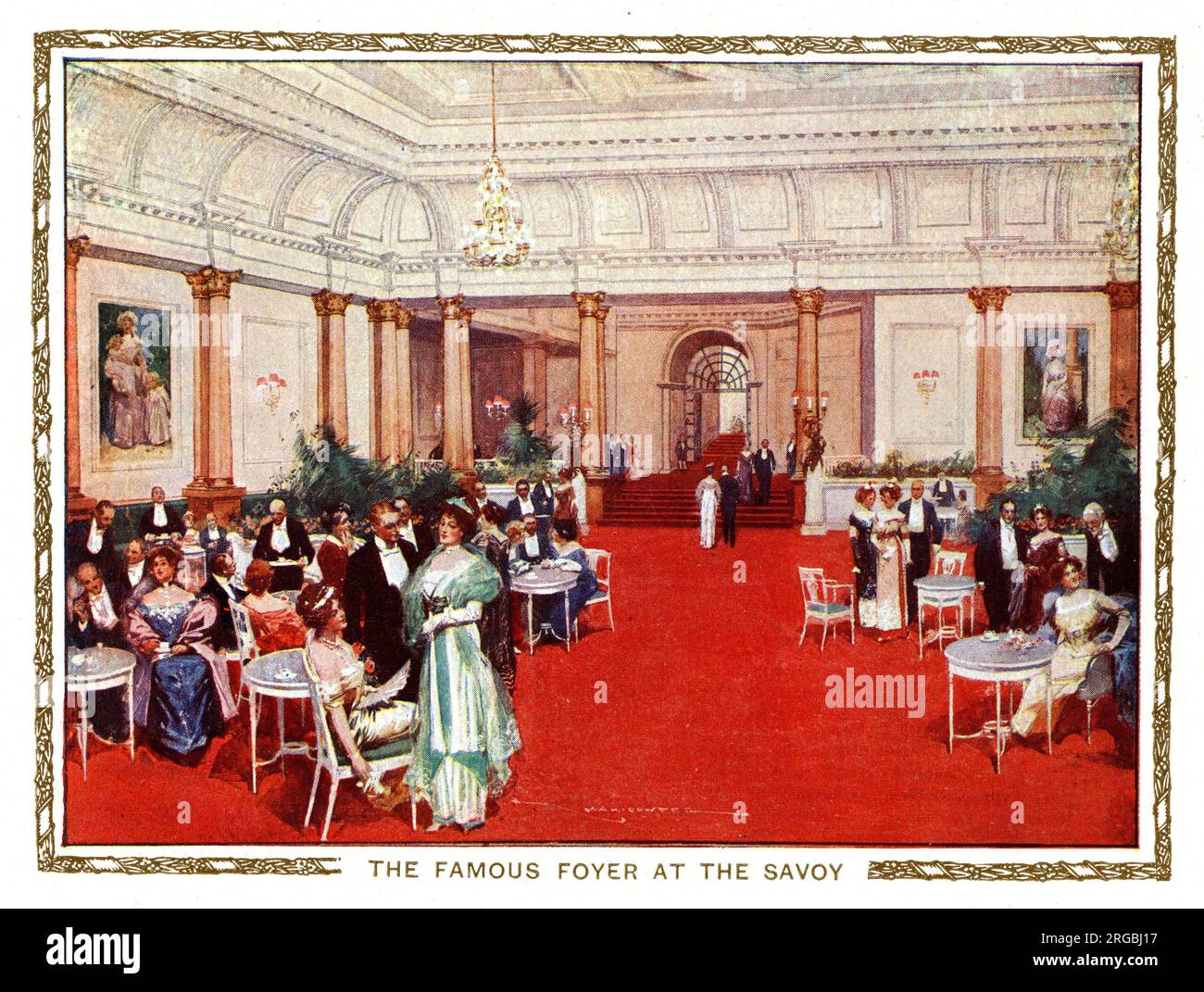 Das berühmte Foyer im Savoy Hotel, London Stockfoto
