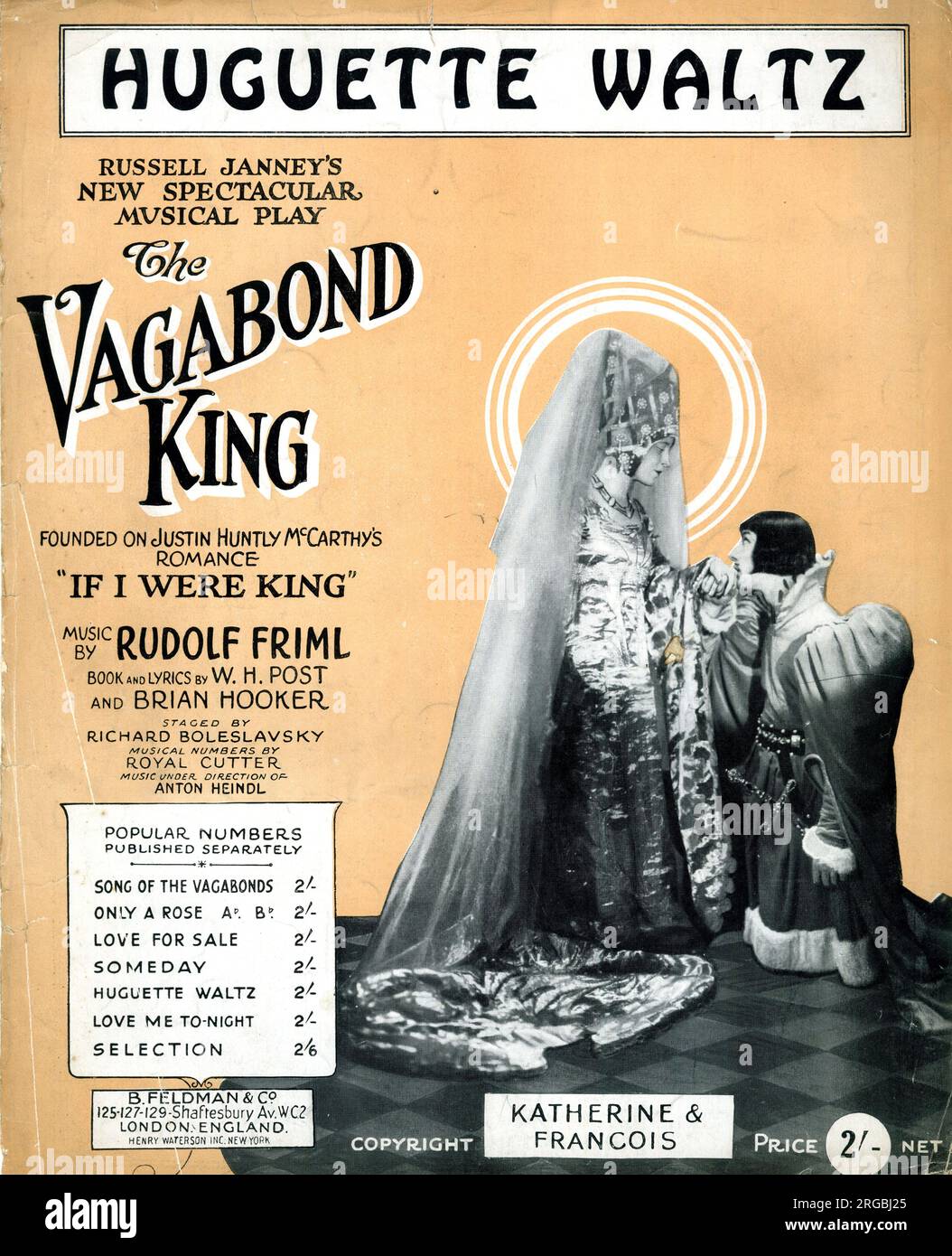 Titelseite: Huguette Waltz aus dem Musical The Vagabond King, Musik von Rudolf Friml. Stockfoto