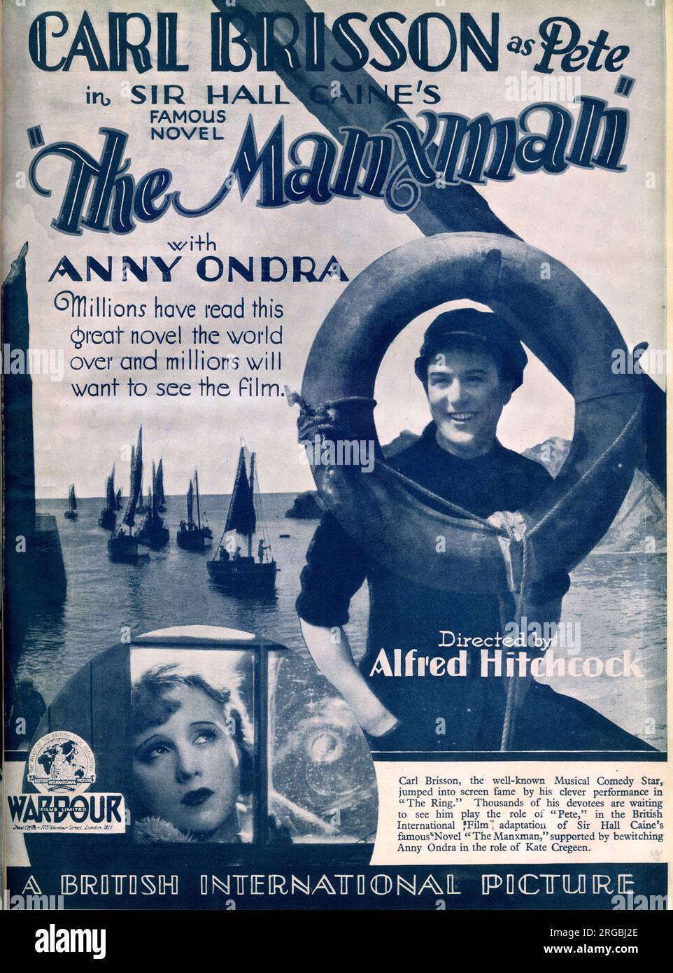 Der Film Manxman, British International Pictures, basiert auf Hall Caines Roman, Regie Alfred Hitchcock mit Carl Brisson und Anny Ondra Stockfoto