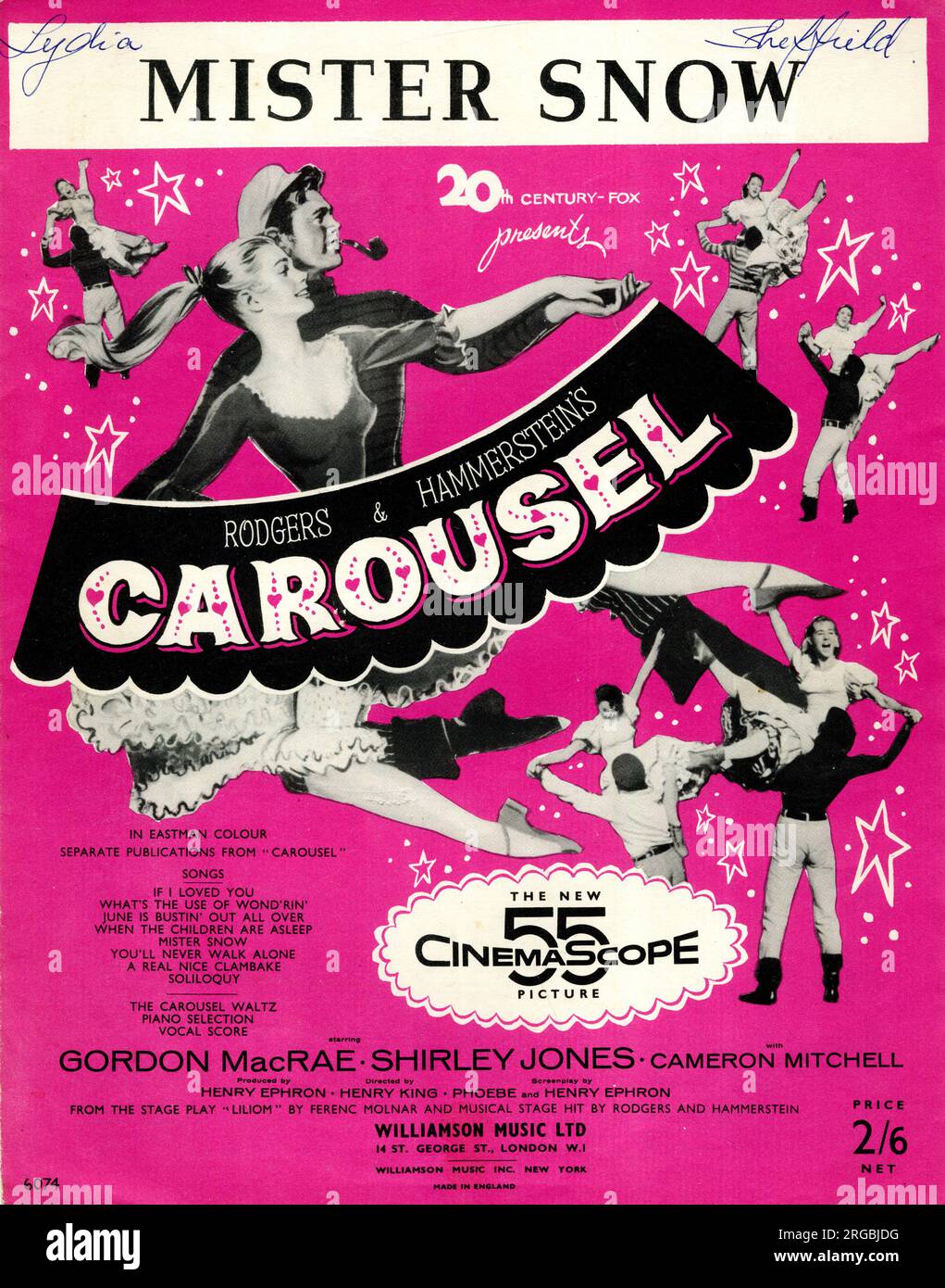 Musikcover, Mister Snow, Song von Rodgers und Hammerstein aus dem Film Carousel Stockfoto