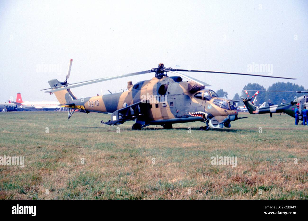 Ceskoslovenske VoJenske Letectvo - Mil Mi-24d 0216 (msn 340216), RAF Greenham Common am 31. Mai 1980. (Ceskoslovenske VoJenske Letectvo - tschechoslowakische Luftwaffe). Stockfoto