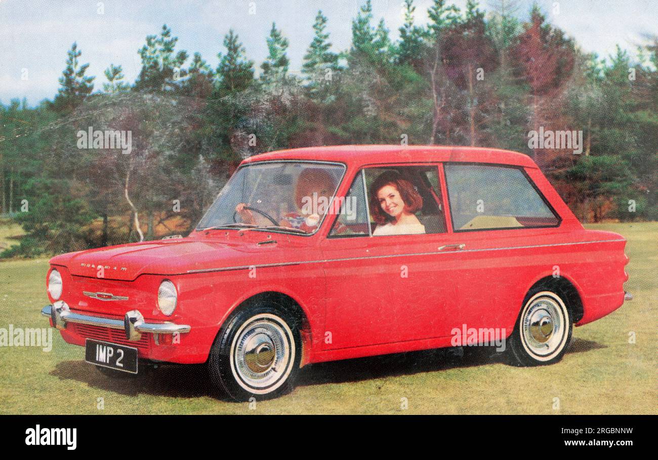 Der Hillman Imp – ein komfortabler 4-Sitzer mit umklappbaren Rücksitzen für Komfort bei Kombi-Fahrzeugen. Stockfoto