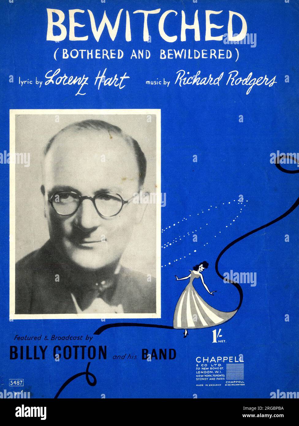 Titelseite: Bewitched, nervt und verwirrt, Text von Lorenz Hart, Musik von Richard Rodgers, dargestellt und übertragen von Billy Cotton und His Band Stockfoto