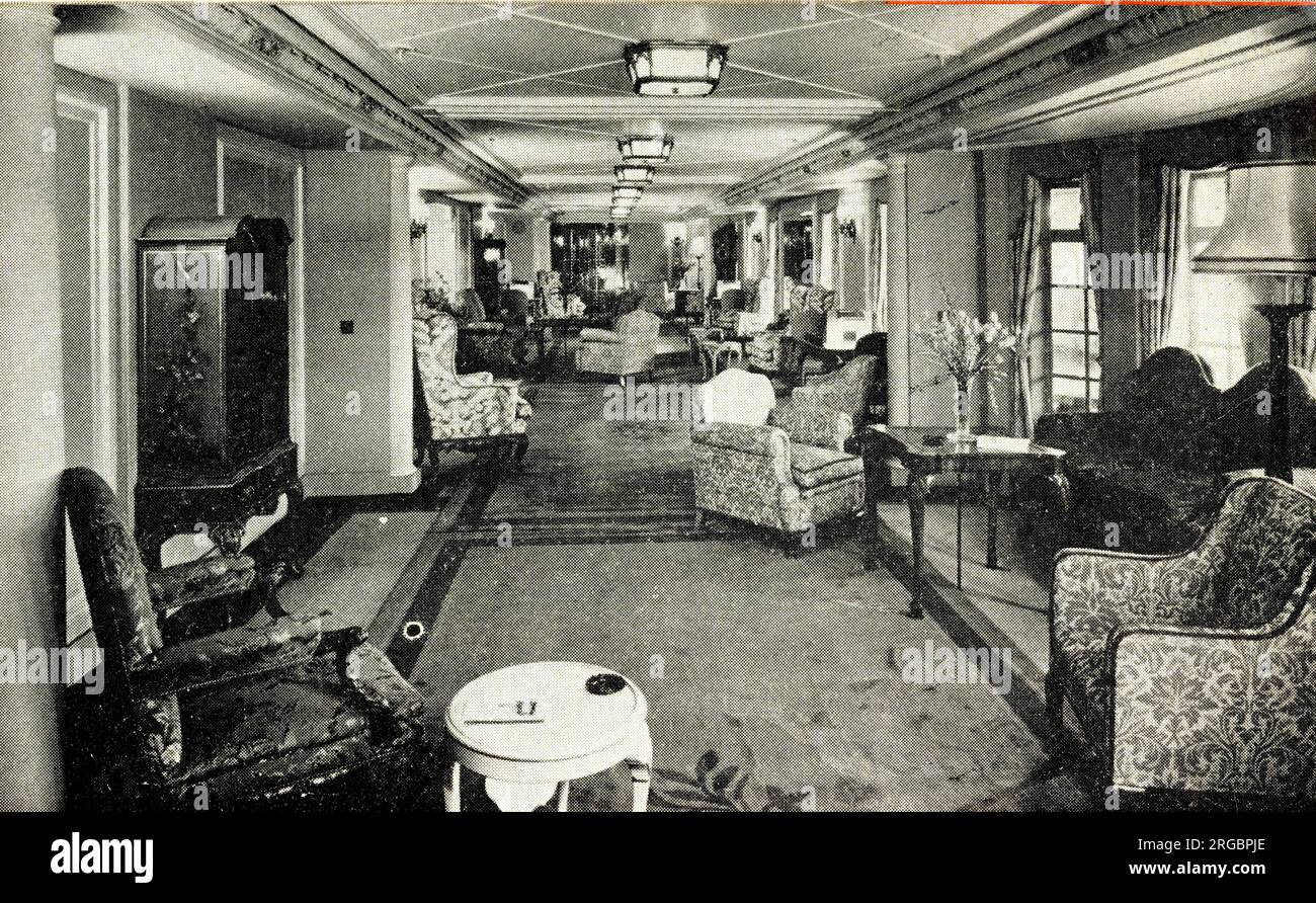 MV Britannic, Long Gallery, Januar 1949 Stockfoto