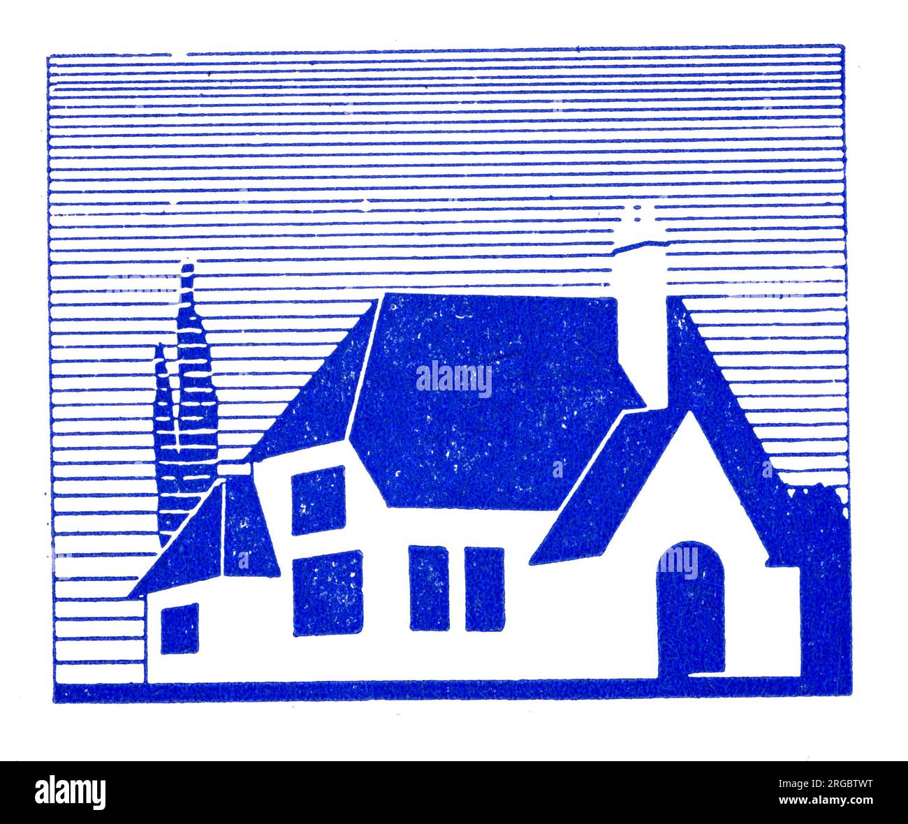 Einzelhaus - 1950er Druckerblock Stockfoto