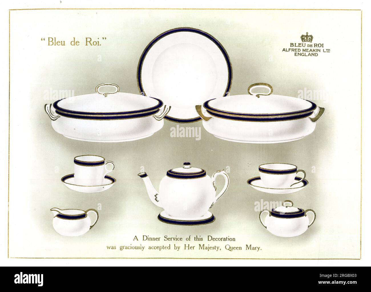 Alfred Meakin 'Bleu de ROI' Dinner Service für Queen Mary Stockfoto