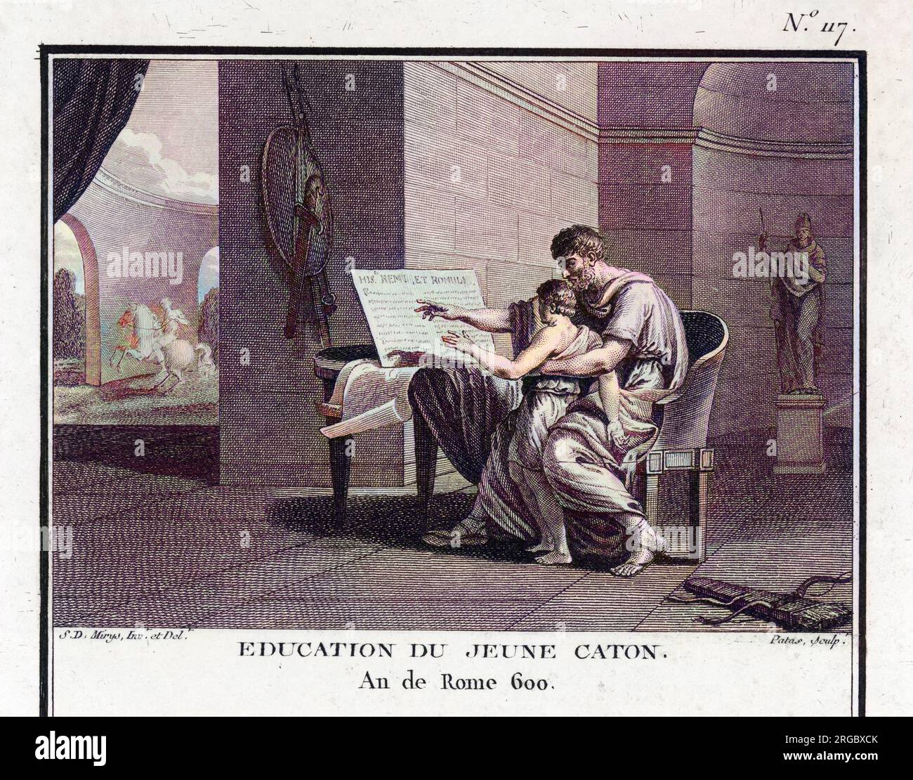 MARCUS PORCIUS CATO (234-149 v. Chr.), römischer Staatsmann, bekannt als Censorius (der Zensor), Sapiens (der Weise), Priscus (der Alte) oder Maior (der Ältere). Er hat seinen Sohn erzogen. Stockfoto