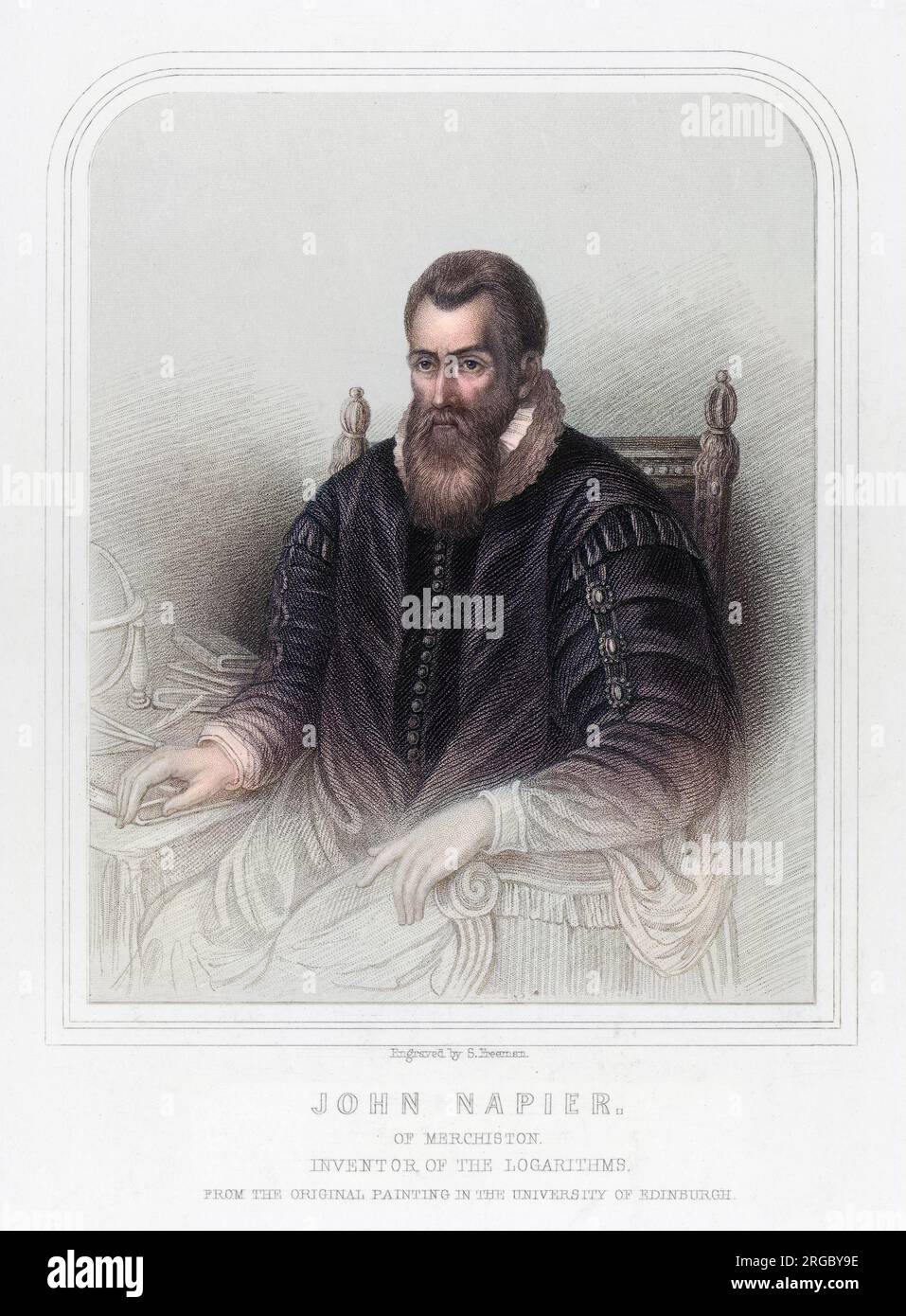 John Napier, 8. Laird von Merchiston (1550-1617), schottischer Mathematiker, Physiker, Astronomer und Astrologe, Erfinder der Logarithmen. Stockfoto