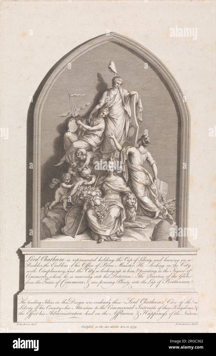 Lord Chatham wird von Francesco Bartolozzi als Freiheitsstatue 1779 vertreten Stockfoto