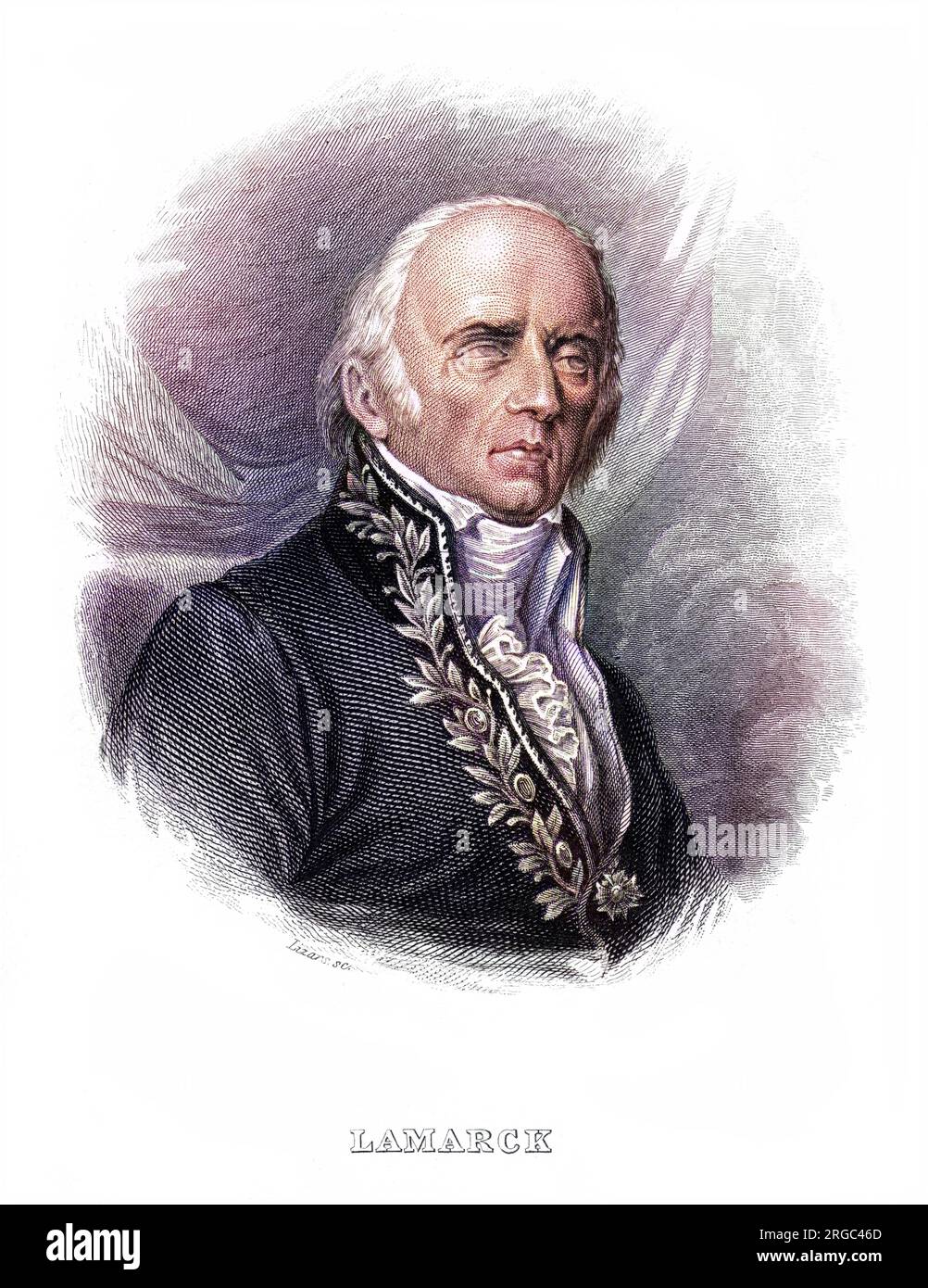 JEAN-BAPTISTE-PIERRE-ANTOINE LAMARCK (1744-1829), französischer Naturforscher, der Darwin in gewisser Hinsicht vorwegnahm, aber die Übertragung erworbener Merkmale akzeptierte. Stockfoto
