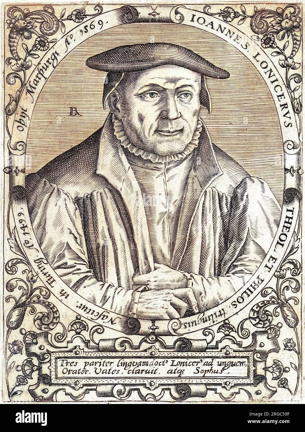 JOHANN LONICER Deutscher hebräischer Gelehrter, Theologe und Philosoph Stockfoto