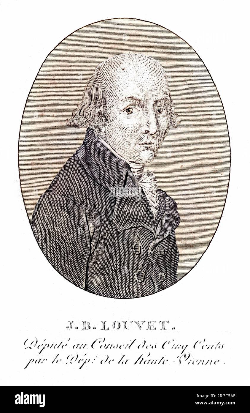 JEAN-BAPTISTE LOUVET de Couvrai, ein französischer revolutionärer Staatsmann, der aufeinanderfolgende Regierungen loyal unterstützt, aber an Chagrin starb, als er nicht ernst genommen wurde. Stockfoto