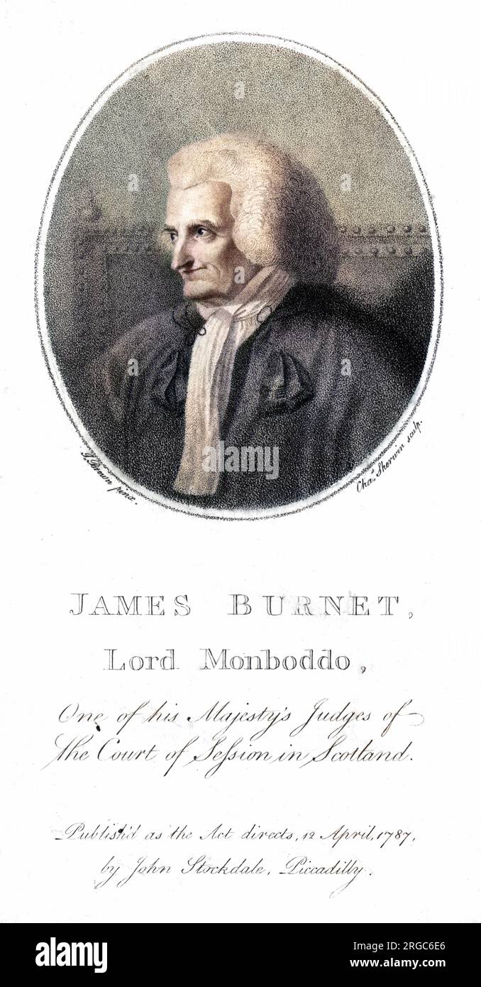 JAMES BURNETT, lord MONBODDO, schottischer Richter und Anthro-Pologe, bekannt für seine radikalen - einige sagten exzentrischen - Ansichten über die menschliche Evolution, die Darwin voraussahen. Stockfoto