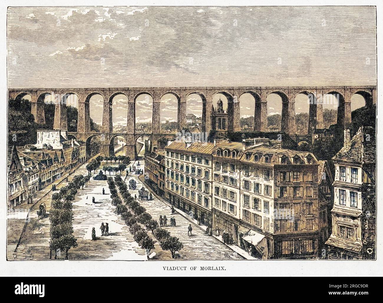 Das große Viadukt der Paris-Brest-Eisenbahn, die Morlaix, Finisterre dominiert. Die Stadt ist auch berühmt für Coreff, ein hochgradig fermentiertes Bier. Stockfoto