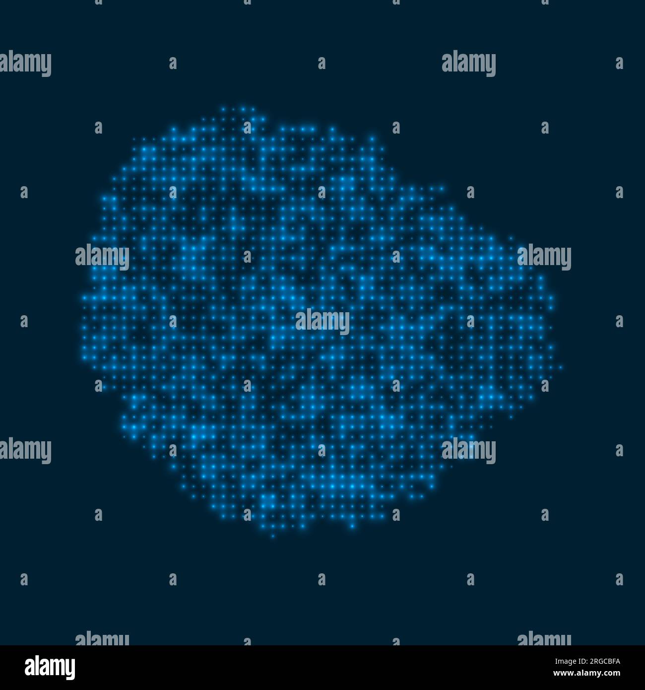 La Gomera, gepunktete, leuchtende Karte. Form der Insel mit blauen hellen Glühbirnen. Vektordarstellung. Stock Vektor