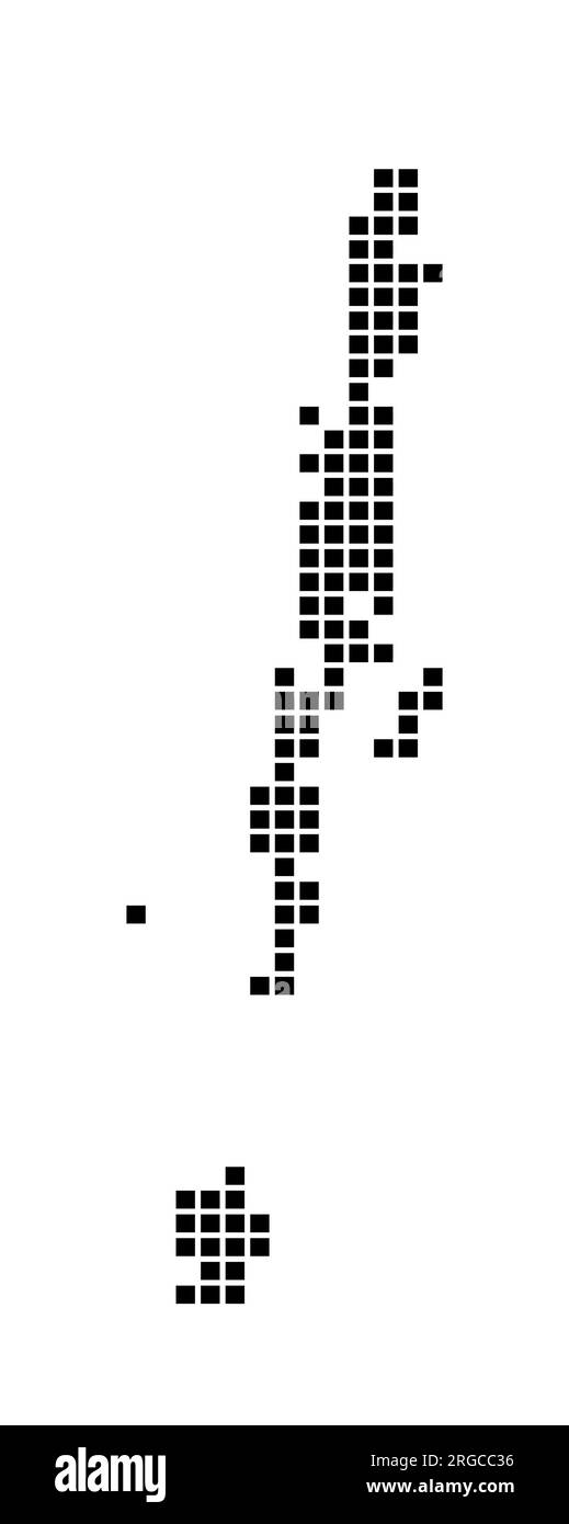 Karte der Andamaneninseln. Karte der Andamaneninseln im gepunkteten Stil. Die Inselgrenzen sind mit Rechtecken für Ihr Design gefüllt. Vektordarstellung. Stock Vektor