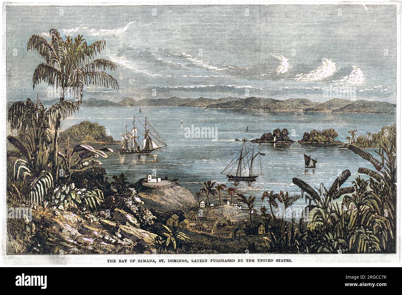 The Bay of Samana, Santo Domingo, 1868 von den Vereinigten Staaten gekauft. Stockfoto