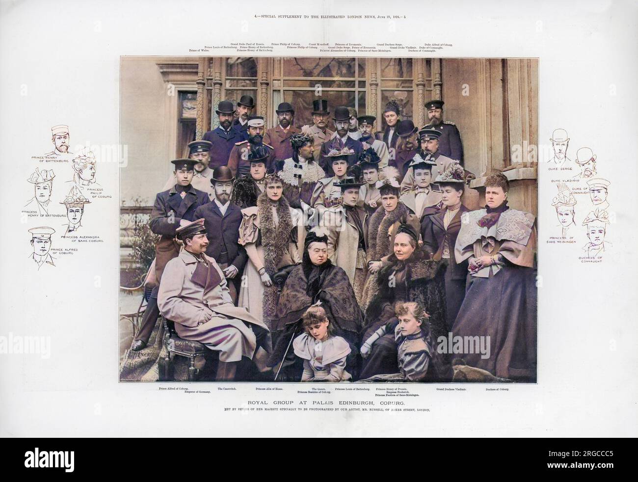 Queen Victoria (1819 - 1901) mit europäischer Königsfamilie in Coburg im Jahr 1894. Stockfoto