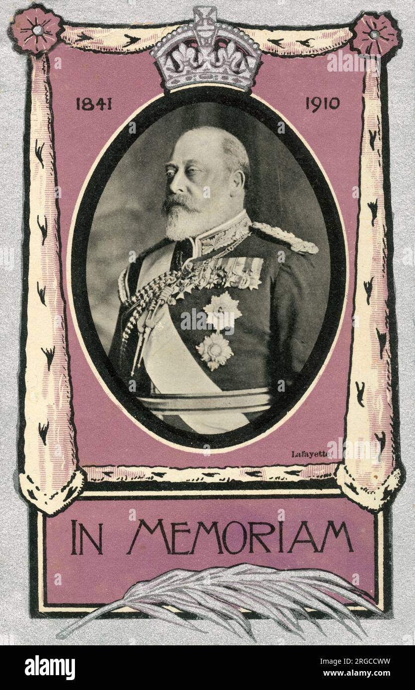 In memoriam Card für König Edward VII (1841-1910) (regiert 1901-1910). Stockfoto