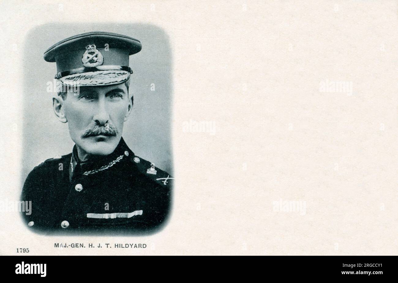 General Hildyard begann seine Uniform als Fähnrich in der Royal Navy. Später trat er der Armee bei und diente im Zweiten Bur-Krieg, wo er an den Kämpfen von Colenso und Tugela teilnahm. Stockfoto