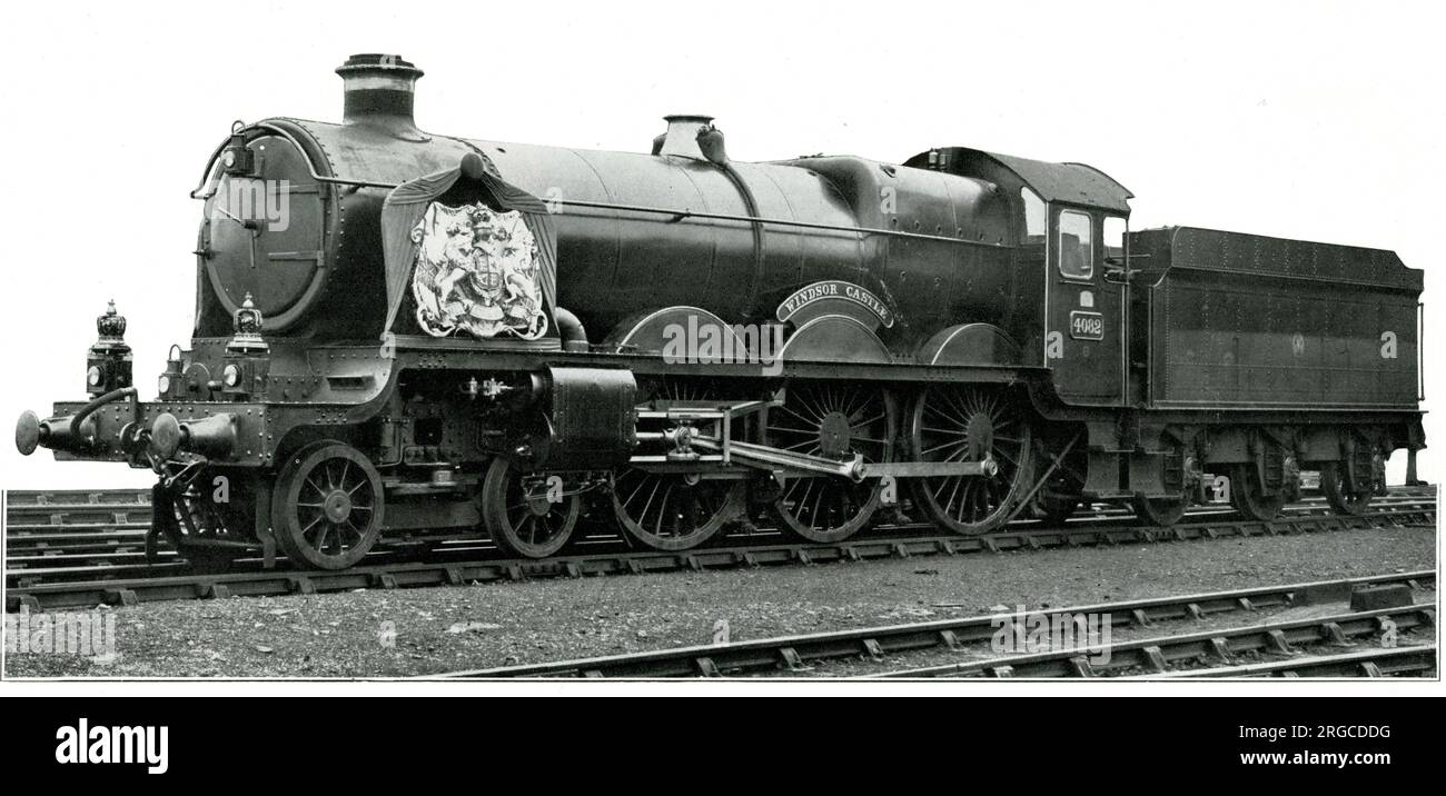 GWR Windsor Castle Lokomotive, die den Königszug von Paddington nach Windsor für die Beerdigung von König George V. zog Stockfoto