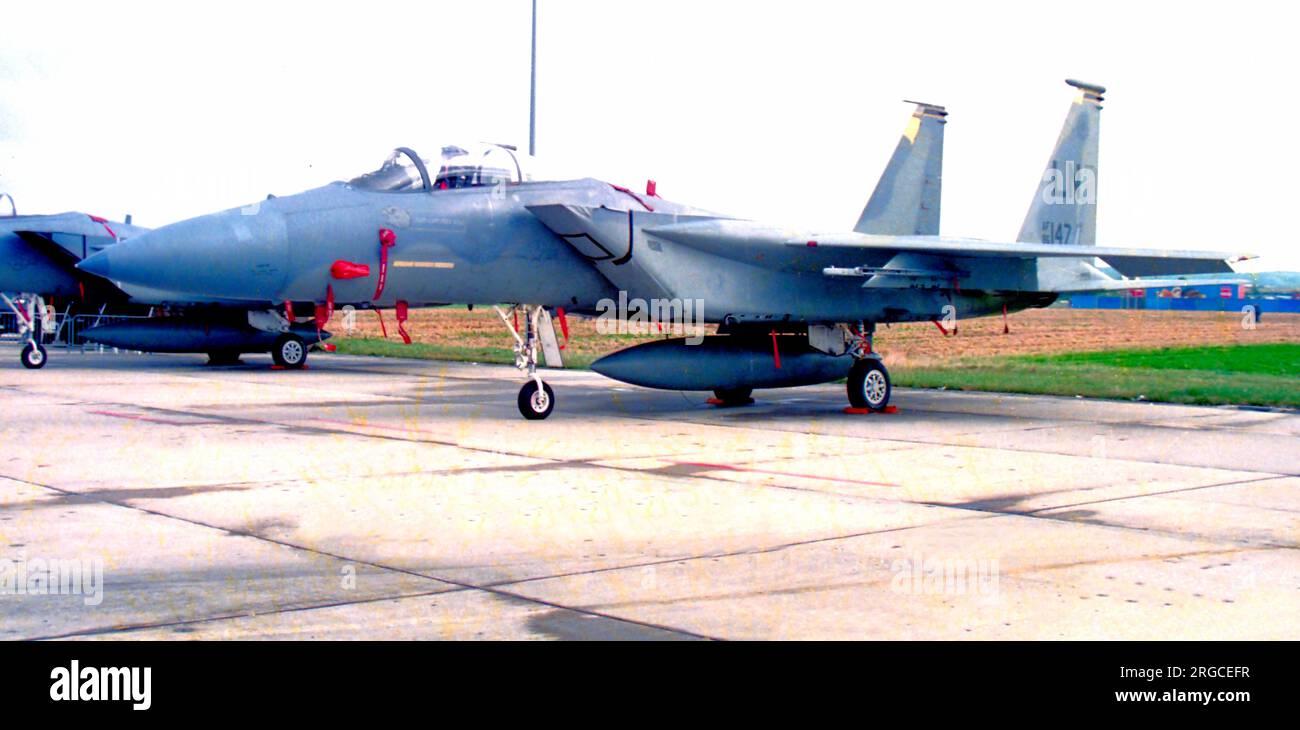 United States Air Force - McDonnell Douglas F-15E-41-MC Strike Eagle 86-0147 (msn 0993-C375, Basiscode 'LN'), auf der Florennes Air Show am 7-8. September 1997. Stockfoto