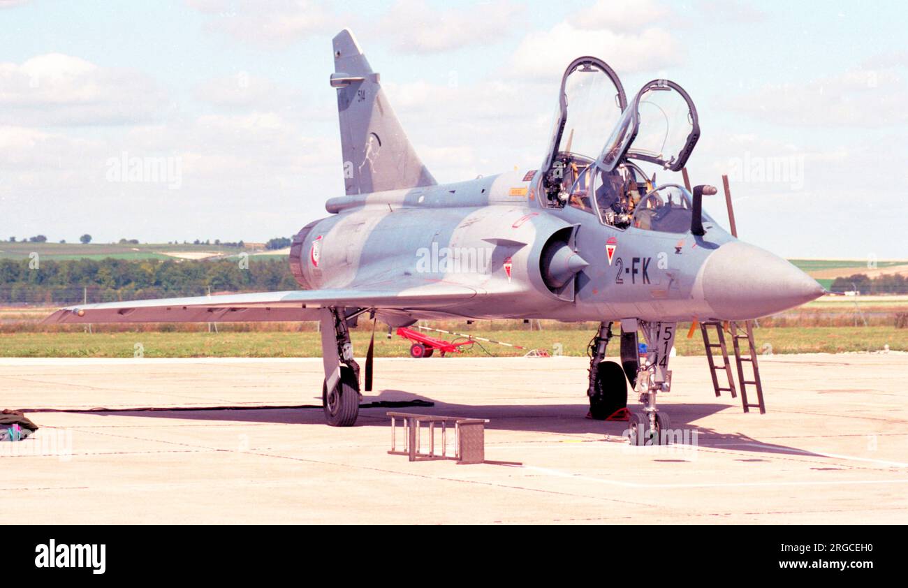 Armee de l'Air - Dassault Mirage 2000B 514 - 2-FK (msn 514), von ECT 2-2, auf der Base aerienne 112 Reims-Champagne am 14. September 1997. (Armee de l'Air - Französische Luftwaffe). Stockfoto
