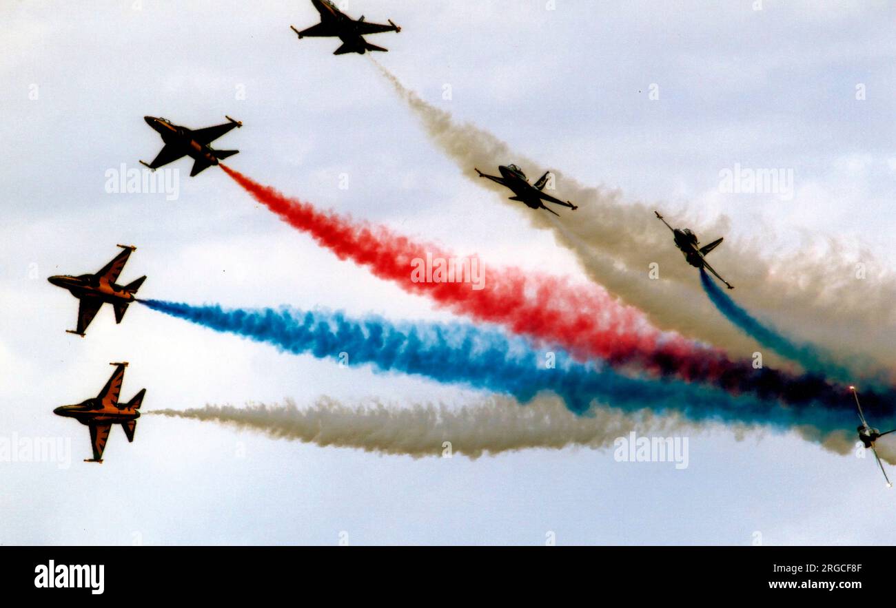 Republic of Korea Air Force - Kai T-50B Golden Eagle, vom 239. Fluggeschwader „Black Eagles“, auf einer britischen Flugschau im Juni-Juli 2012. Stockfoto