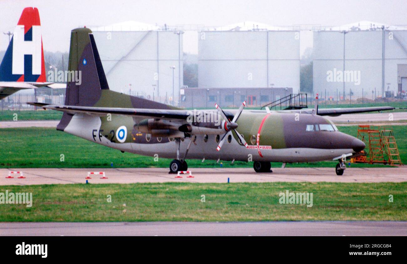 Suomen ilmavoimat - Fokker F-27-100 Friendship FF-2 (msn 10300), TukiLLv. (Suomen ilmavoimat - Finnische Luftwaffe). Stockfoto