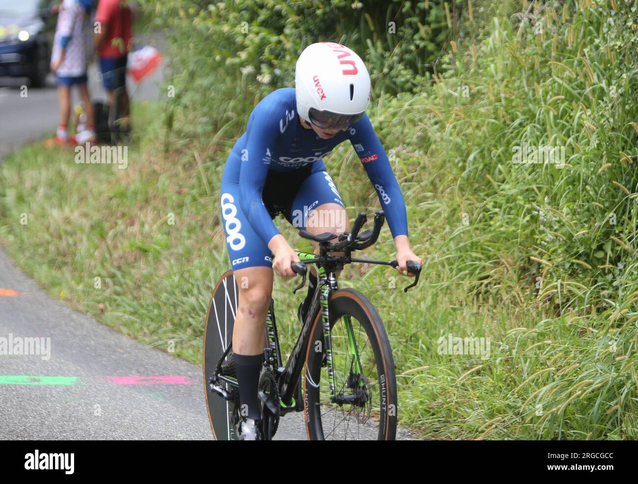 JASTRAB Megan vom Team dsm-firmenich während der Tour de France Femmes avec Zwift, Stage 8, Time Trial, Pau - Pau (22,6 km) am 30. Juli 2023 in Frankreich - Photo Laurent Lairys / DPPI Stockfoto