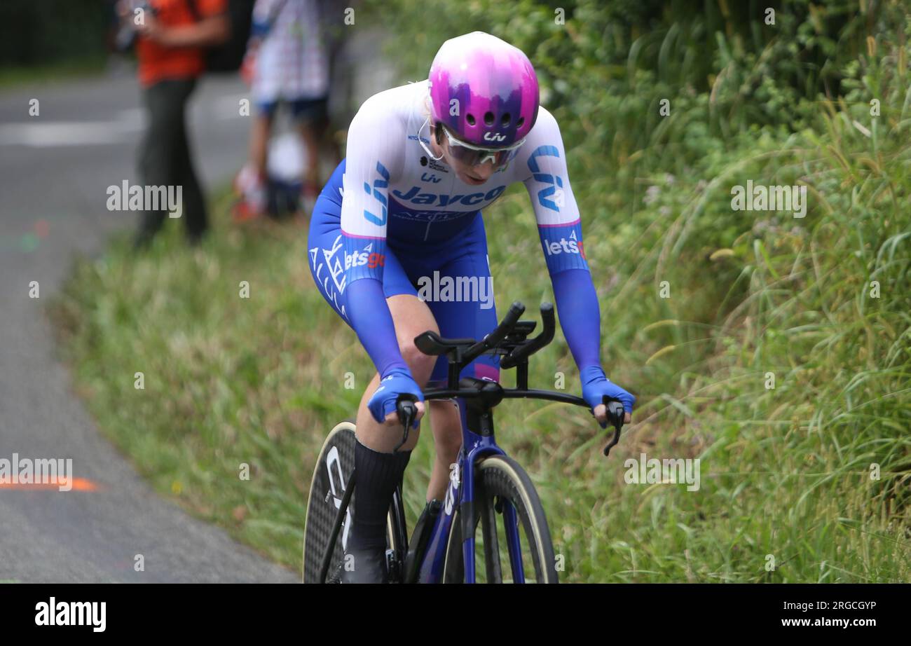 KESSLER Nina vom Team Jayco Alula während der Tour de France Femmes avec Zwift, Stage 8, Time Trial, Pau - Pau (22,6 km) am 30. Juli 2023 in Frankreich - Photo Laurent Lairys / DPPI Stockfoto