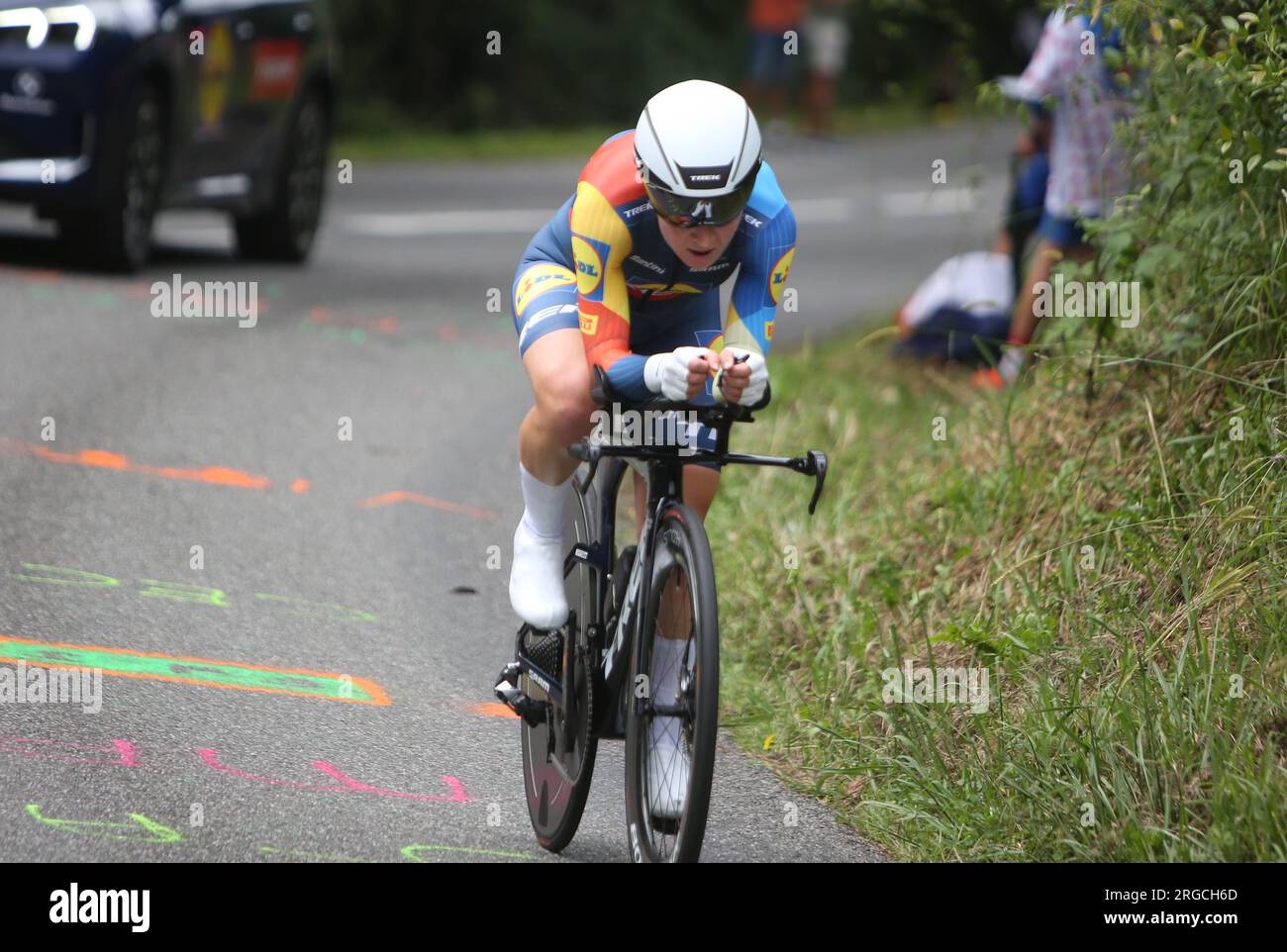 HANSON Lauretta von Lidl - Trek während der Tour de France Femmes avec Zwift, Stage 8, Time Trial, Pau - Pau (22,6 km) am 30. Juli 2023 in Frankreich - Photo Laurent Lairys / DPPI Stockfoto