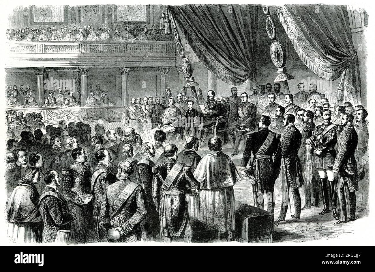 Napoleon III. Im Louvre anlässlich der Eröffnung einer Legislativsitzung am 18. November 1867. Stockfoto