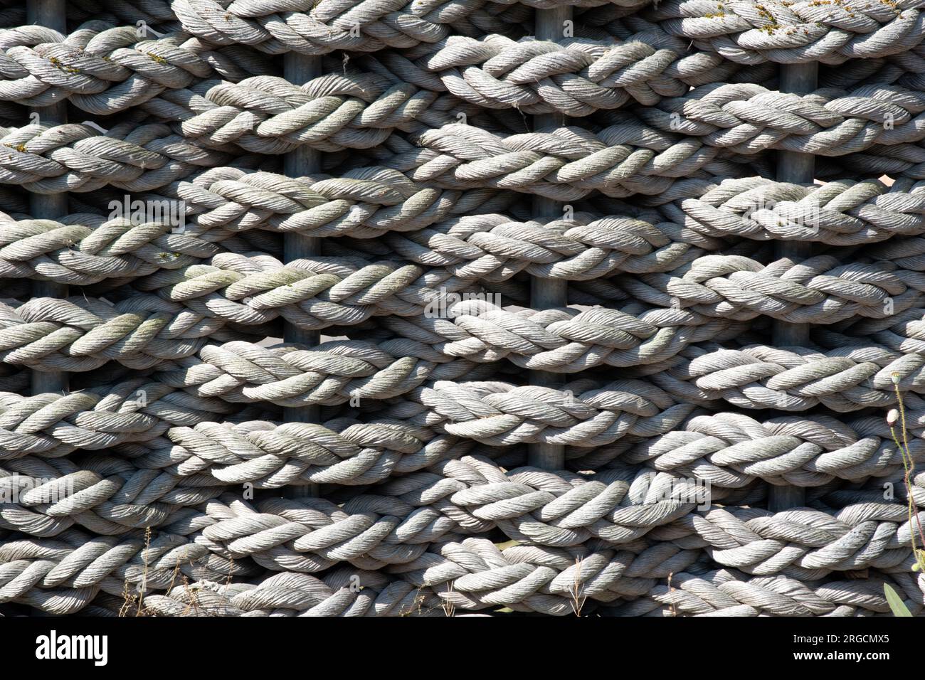Barriere aus gewebtem Seil am Herbarium des Remparts in Saint Valery sur Somme Stockfoto