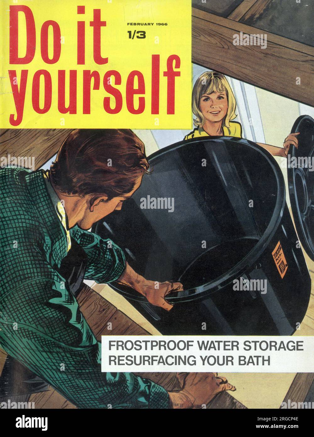 Cover Design, do it yourself, Februar 1966 – Frostfeste Wasserspeicherung Stockfoto