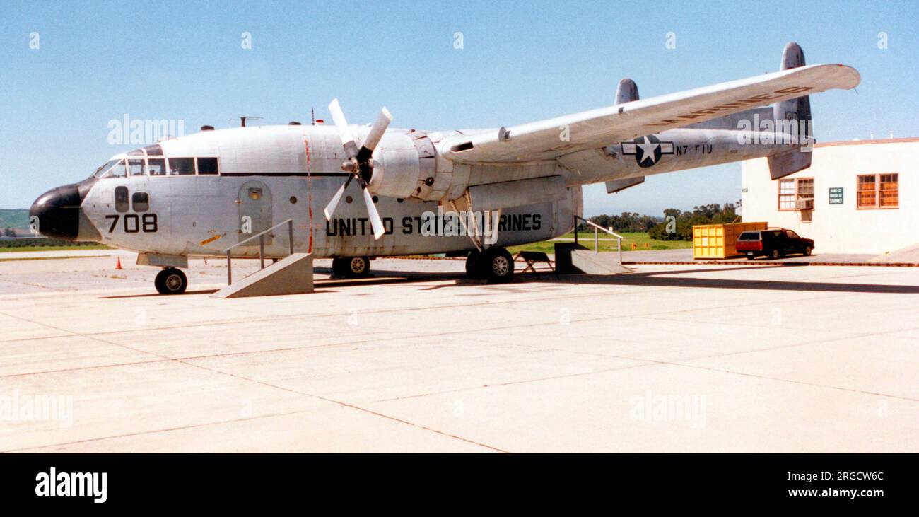 Fairchild R4Q-2 Packet 131708 (MSN 10893), ausgestellt im Marine Corps Air Ground Museum, El Toro MCAS, CA. Stockfoto