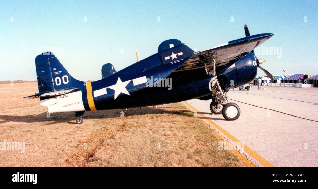 General Motors FM-2 Wildcat N5833 (msn 5877) der Konföderierten Luftwaffe am Midland Airport am 8-10. Oktober 1992. Stockfoto