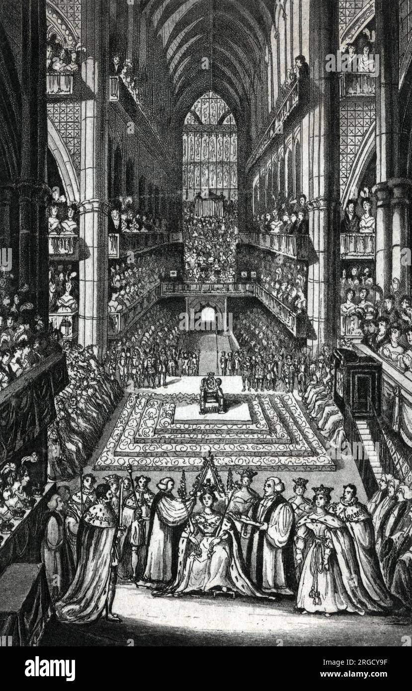 Die Krönung von Königin Victoria bei ihrer Krönung, Westminster Abbey, London Stockfoto