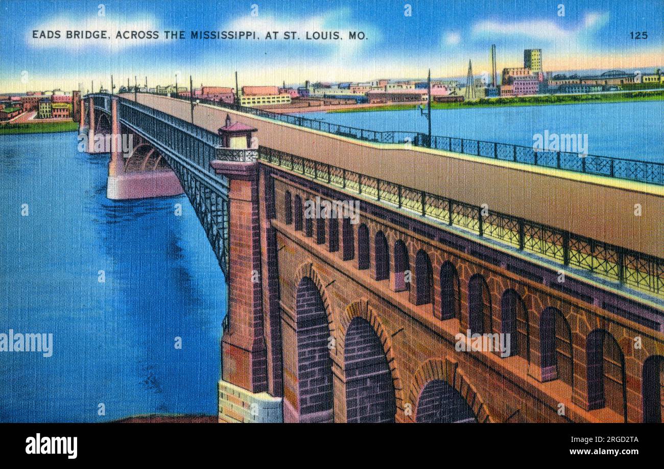 St. Louis, Missouri, USA – EADS Bridge über den Mississippi River. Stockfoto