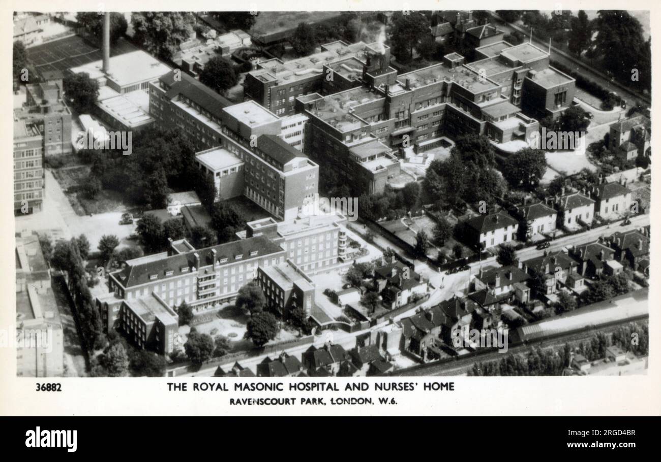 Das Royal Masonic Hospital and Nurses' Home, Ravenscourt Park, London, W4. Stockfoto