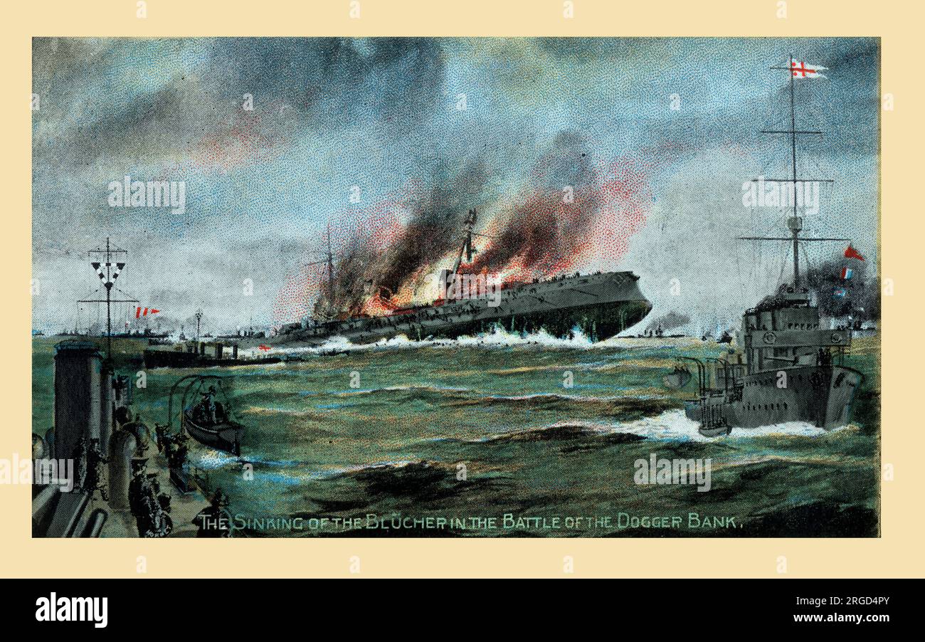 WW1 - der Untergang des Bluchers - Schlacht der Dogger Bank am 24. Januar 1915. Stockfoto